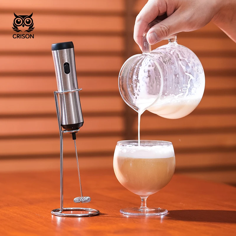 Handheld Battery Operated Electric Foam Maker Drink Mixer with Stainless Steel Whisk and Stand for Cappuccino Bulletproof Coffee