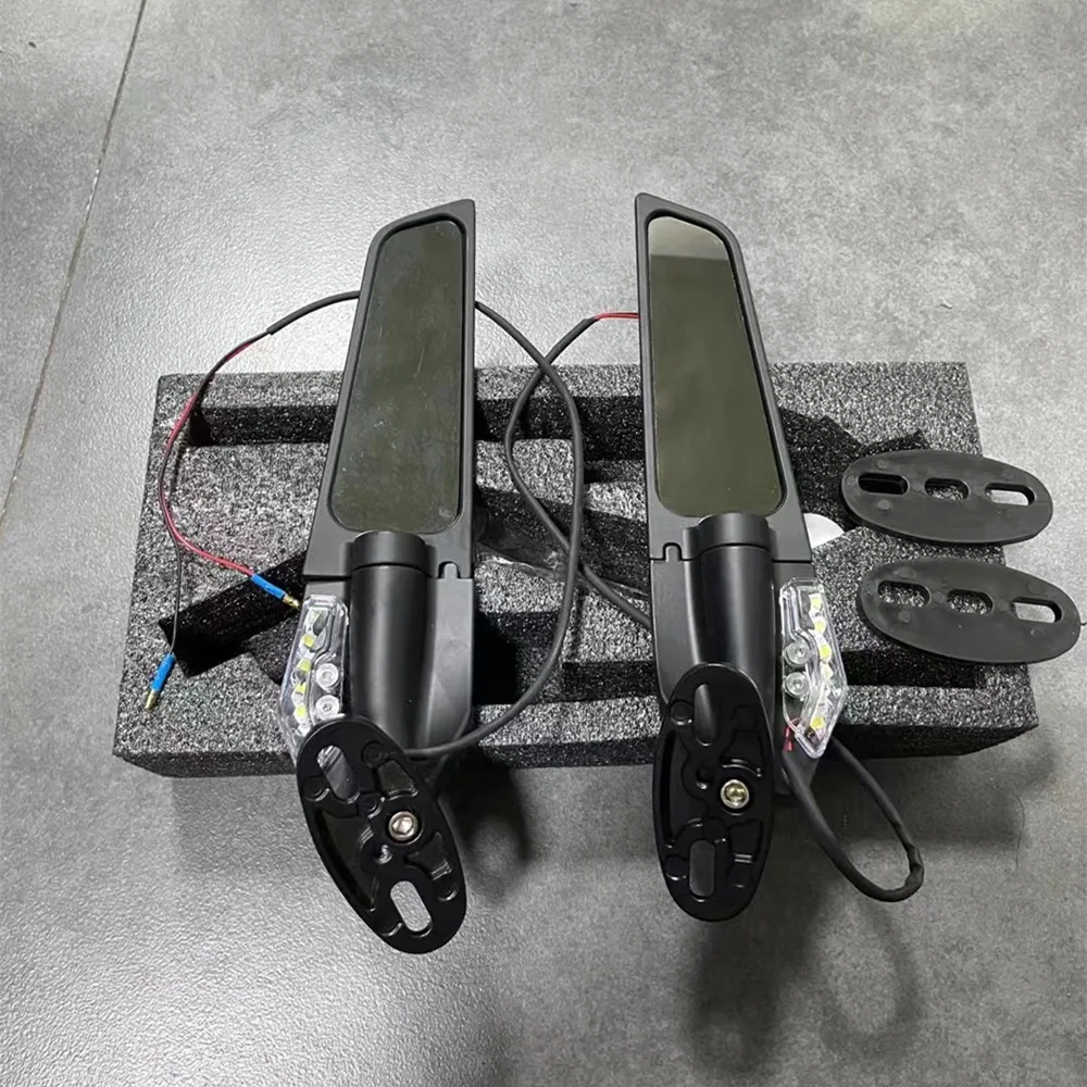 오토바이 미러 수정 된 바람 날개 가와사키 ZX10R ZX9R ZX7R ZX6R ZX636 ZX12R ZX14R 용 조정 가능한 회전 백미러