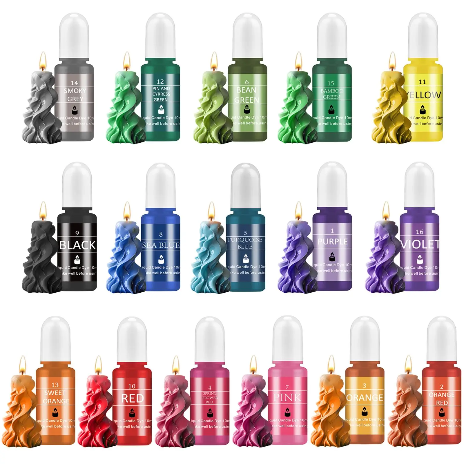 16 Colors Candle Wax Pigment Colorant Non-Toxic Soy Candle Wax Pigment Liquid Dye Soy Wax DIY Soap Dyes Candle Making Supplies