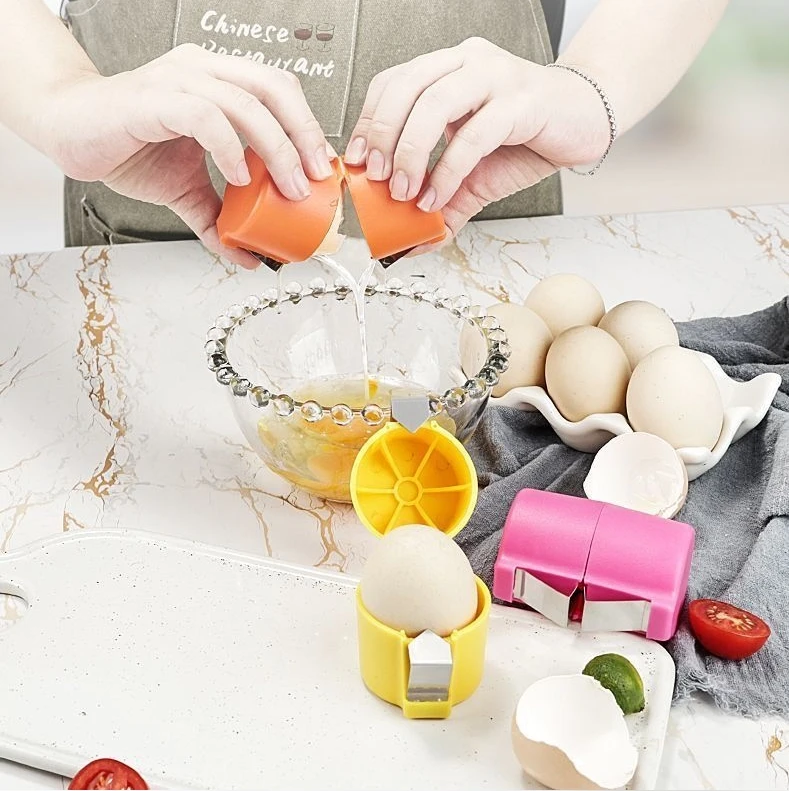 Eggshell Separator Egg Separator Egg Shell Opener Egg Beater 1Piece Eggshell Opener Beater Egg Shell Separator Portable Egg Cracking Artifact Separator Orange Household Kitchen Baking Tools