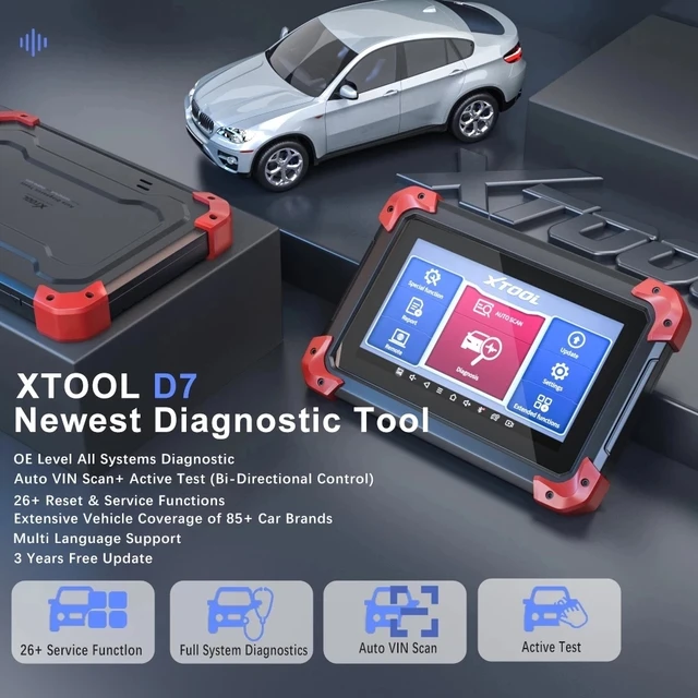 New XTOOL D7 OBD2 Automotive All System Diagnostic Scanner with 26