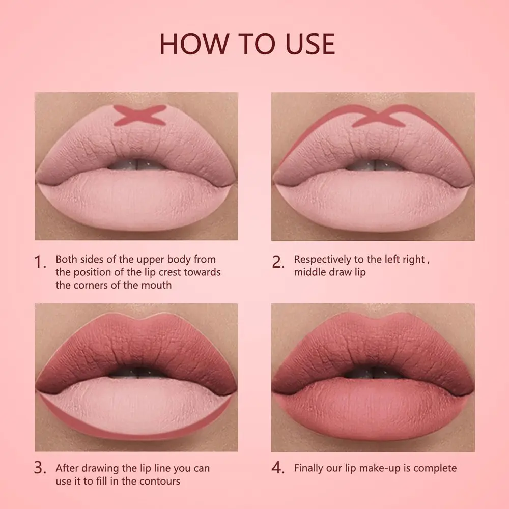 Matte Nude Lip Stain Marker Smudge Proof Long Lasting Liquid Lip Liner Makeup Tool Quick Drying Natural Lipstick Pen