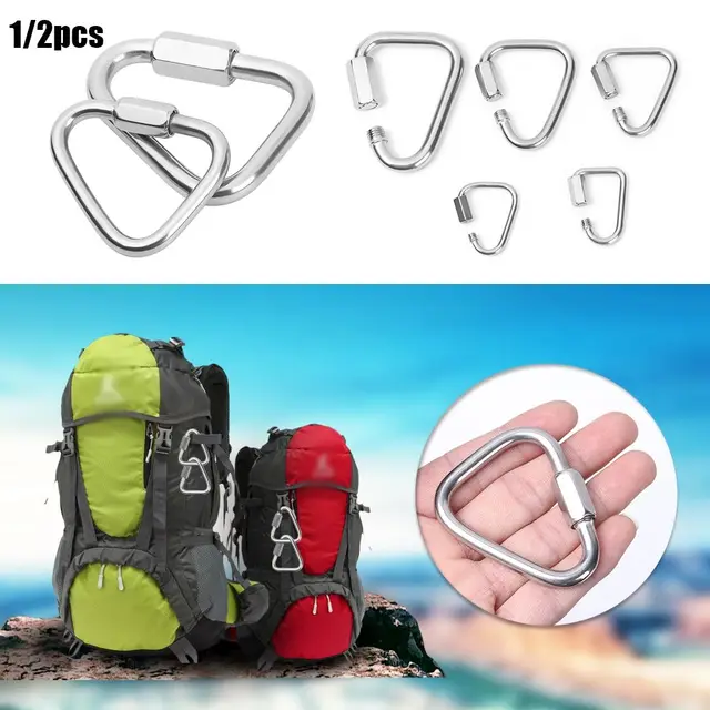 Outdoor Camping Hiking Screw Lock Accessories Hanging Hook Triangle Carabiner Kettle Buckle Chain Keychain Snap Clip 3