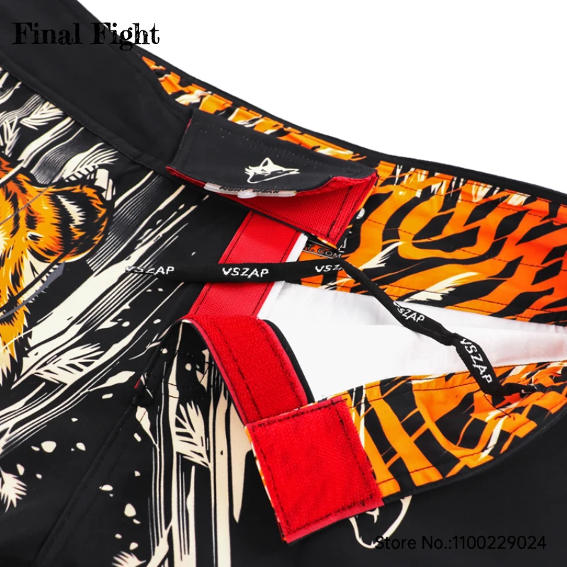 MMA Shorts Vszap Tiger Fight Shorts Men Women Muay Thai Boxing Pants Martial Arts Grappling Fighting Kickboxing Training Trunks