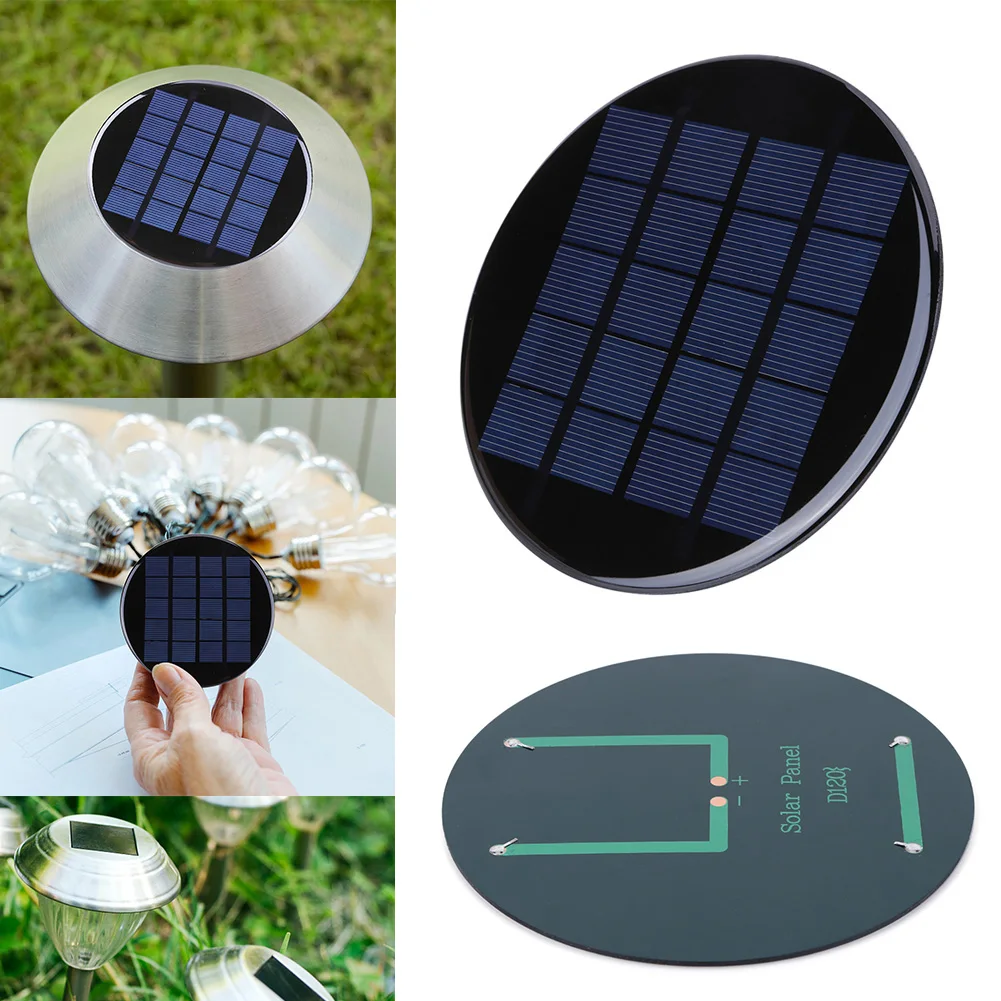 1.1W 5V Photovoltaic Cells Mini Round Solar Epoxy Cell Charger Battery Charger Phone Power Bank for 3.7-5V Solar /Light