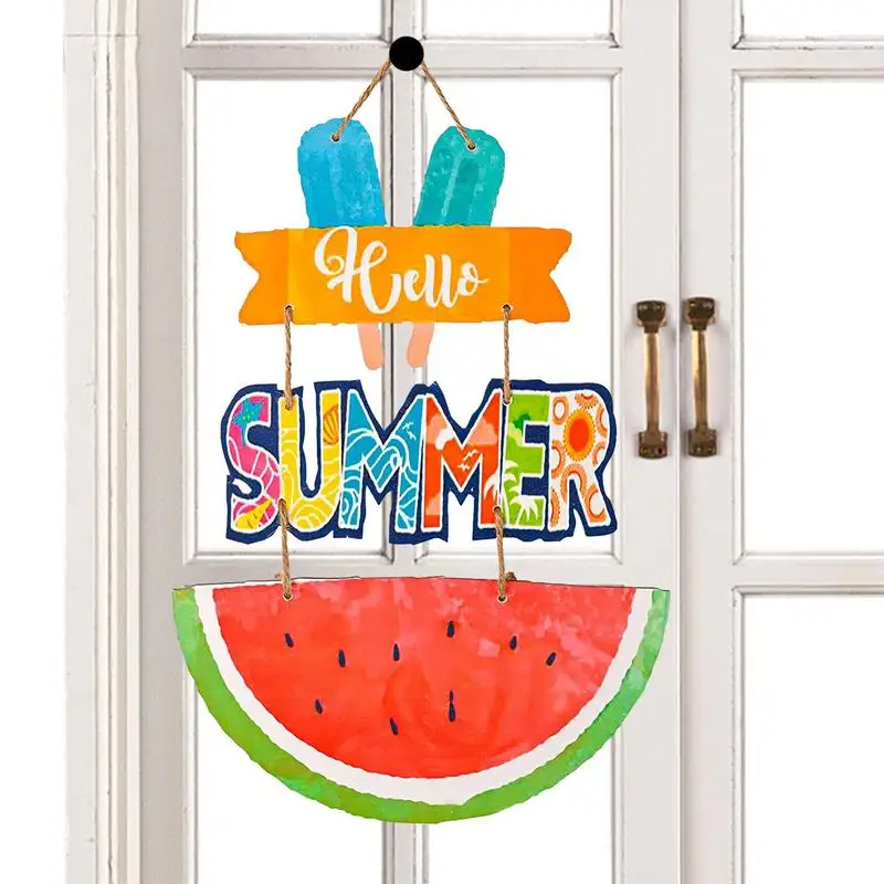 

Front Door Summer Hanger Wood Wall Decor Front Door Sign Colorful Smooth Beach Style Door Hanger For Restaurant Shop Summer Home