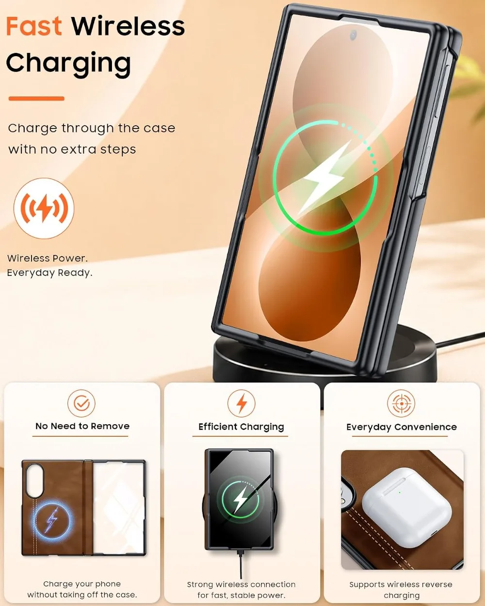 Premium Matte PU Leather Shockproof Cover with Magnetic Hinge Protection and Skin Feel Finish