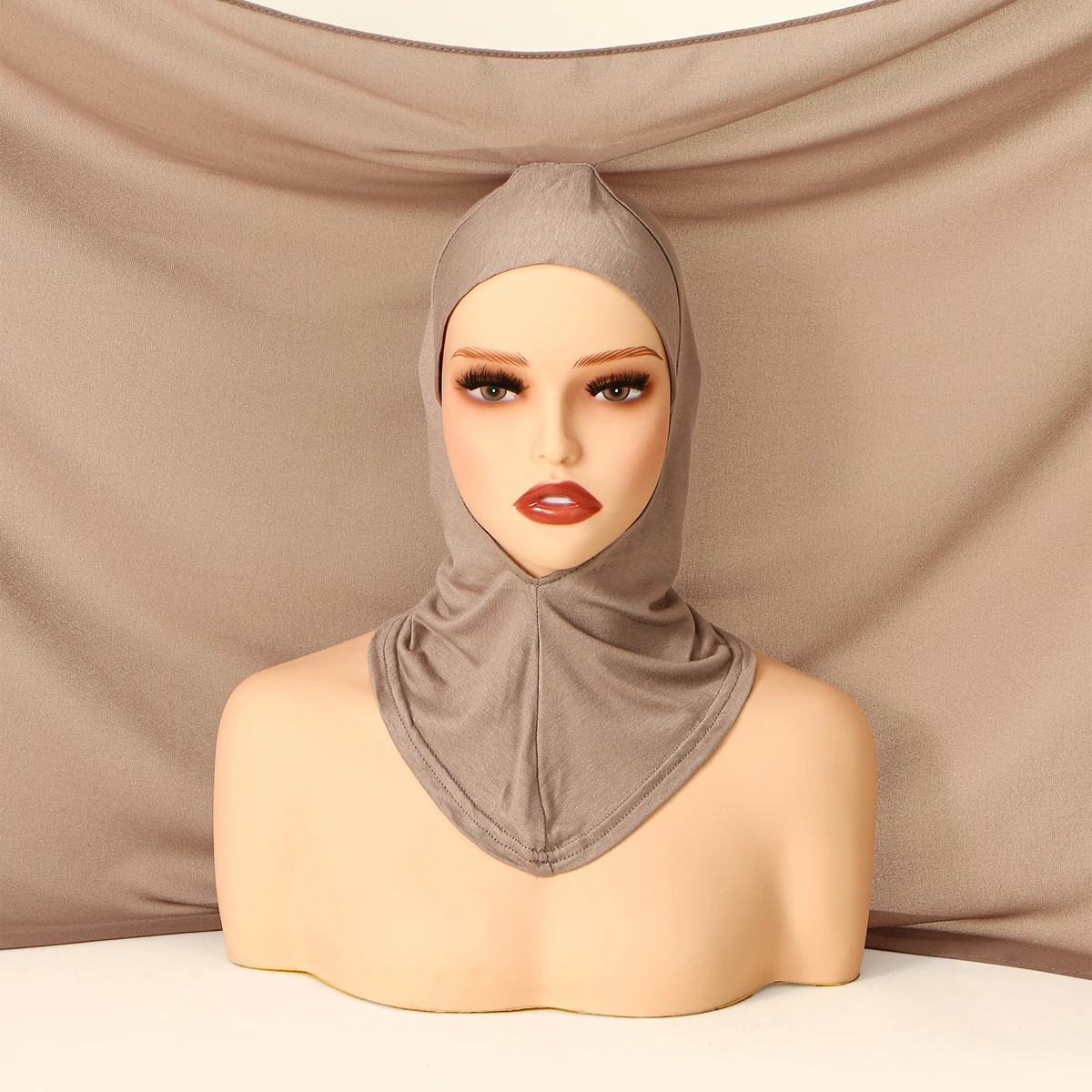 Muslimischer Instant-Chiffon-Hijab Ramadan Inneres Kopfband Damen-Kappe Bonnet Langer Schal mit Jersey-Unterkopftuch Nackenschutz Kopfbedeckung – Detail 20
