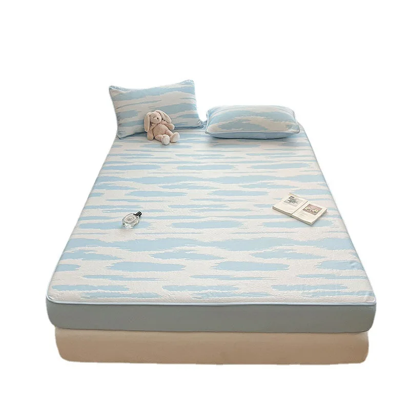 

Antibacterial Three Piece Ice Silk Fitted Sheet Single Mattress Cover Washable Machine Cover