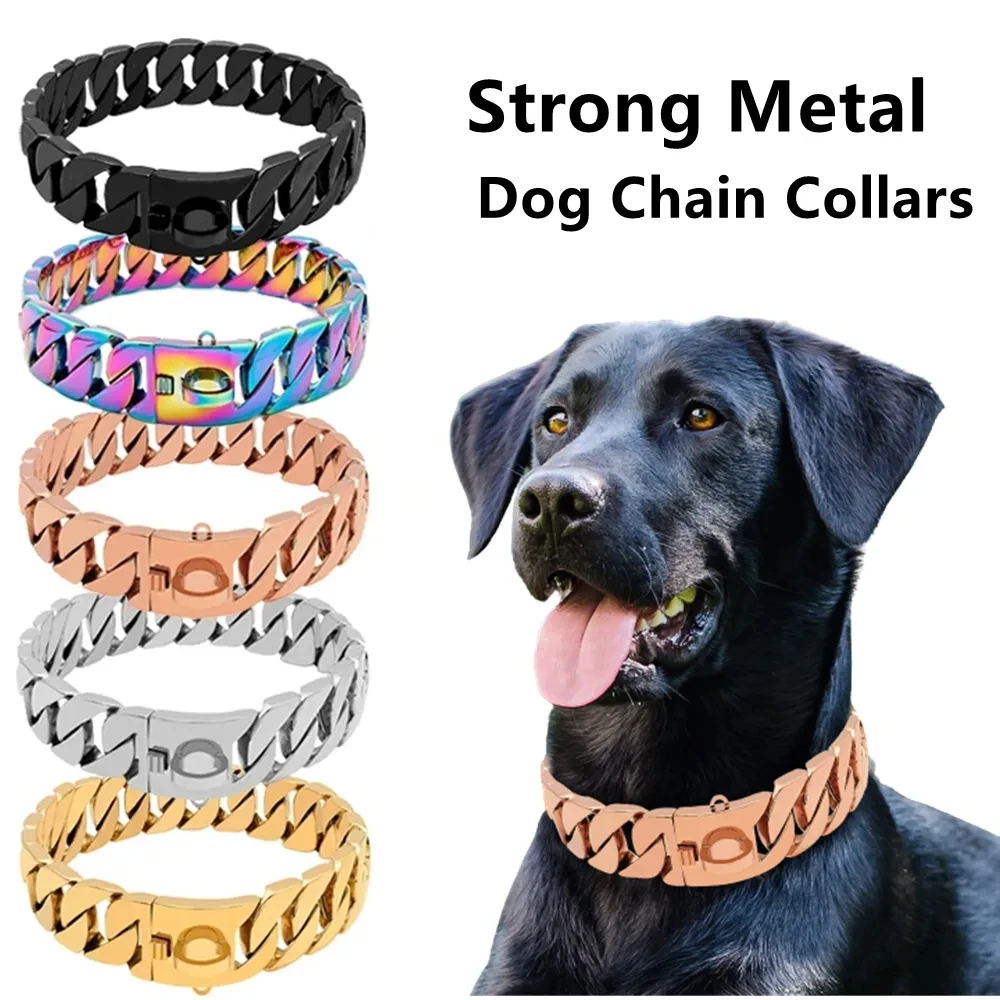 Gold Chain Dog Collar Pet Slip for American Pitbull French Bulldog Large  Dogs - Walmart.com