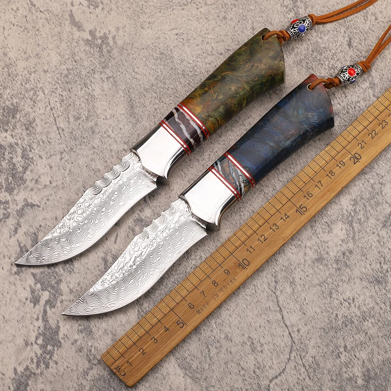 

VG 10 Damascus Steel Solidified Stable Handle Fixed Blade Outdoor Fishing Collection Survival Camp EDC Knife