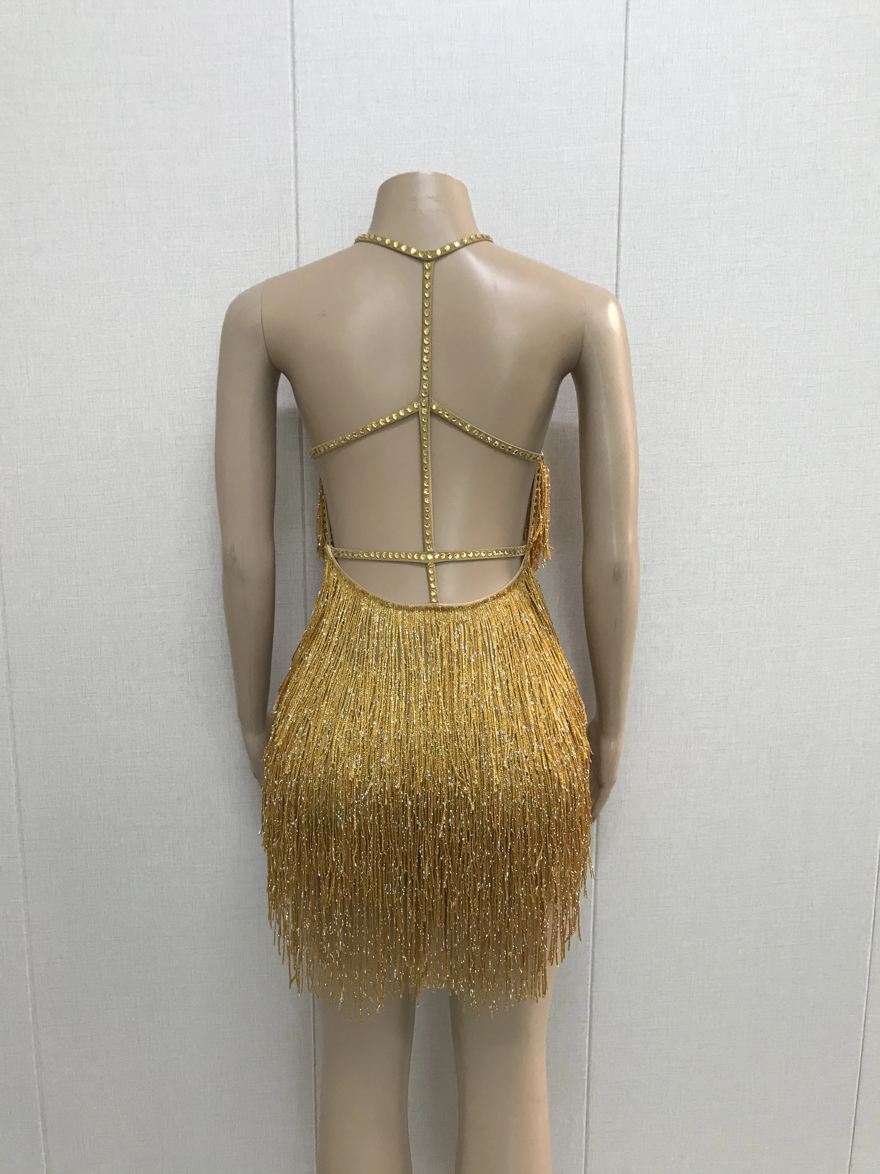 slim fit dress slacks Gold 1920s Tassel Sequined Sleeveless Gatsby Dress