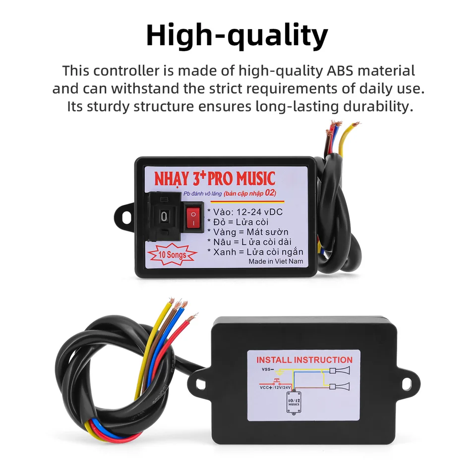 Unité De Contrôleur De Klaxon De Voiture Haut-Parleur Électrique Unité De Contrôle Sonore Avec 8 Commutations D'Effets Sonores 12-24V Pour Voiture Camion Bateau Marin