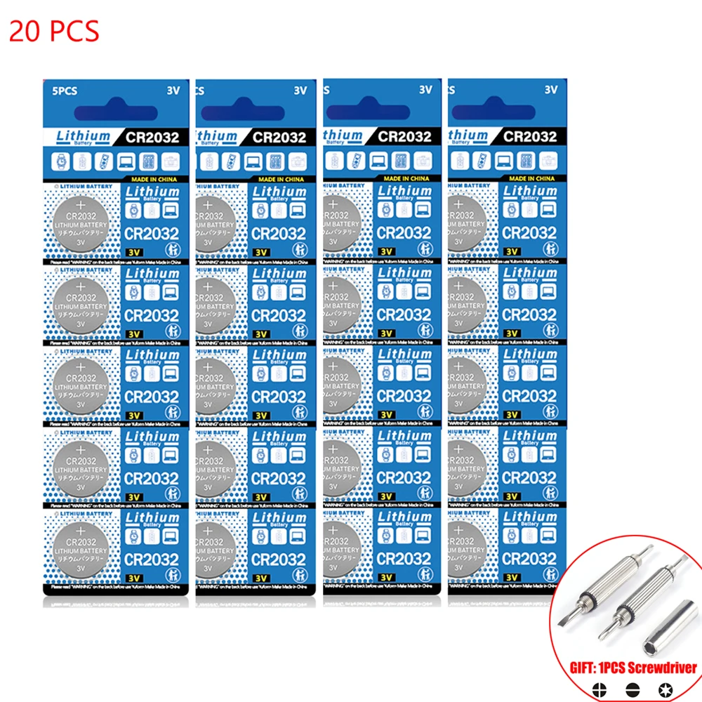 

NEW 20PCS CR2032 Button Battery 3V Lithium Battery For Watch Toy Calculator Car Remote Control Button Coin Cell