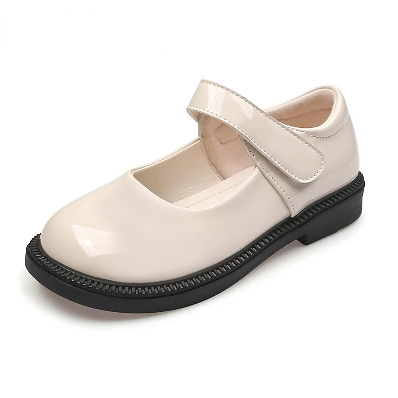 New Girl Leather Shoes Princess Kid Student School Causal Black Versatile Shoes Hook & Loop Children Glossy Mary Jane Autumn Hot 4