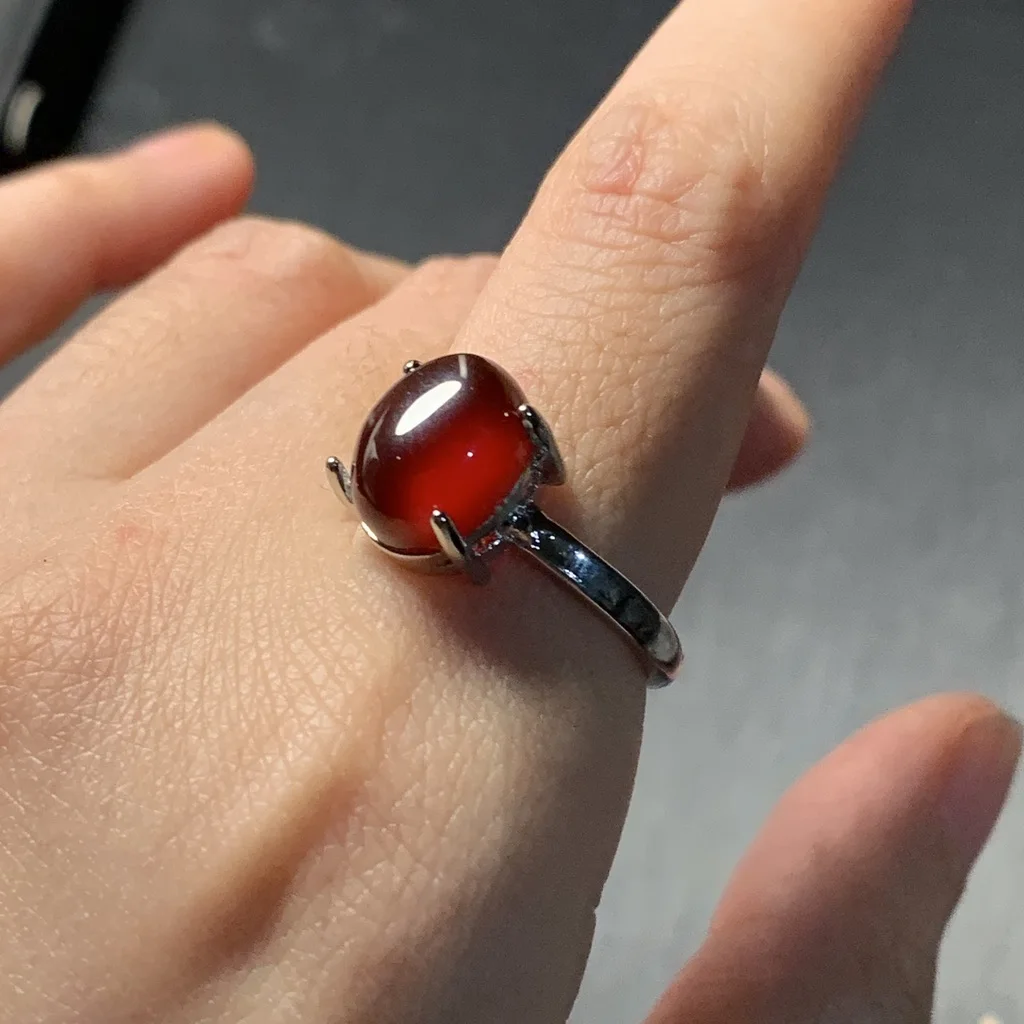 Natural Garnet Ring Oval Stone Female Handmade Rings Fine Jewelry for Women Gift Multicolor vintage style