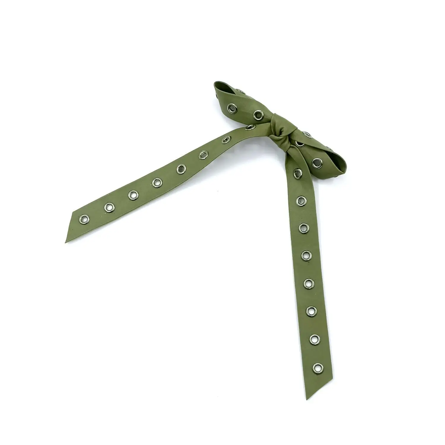 PU Rivet Bow Hair Clip for Women Punk Elegant Ancola Red AncoraRed Button Bow Hair Clips Women