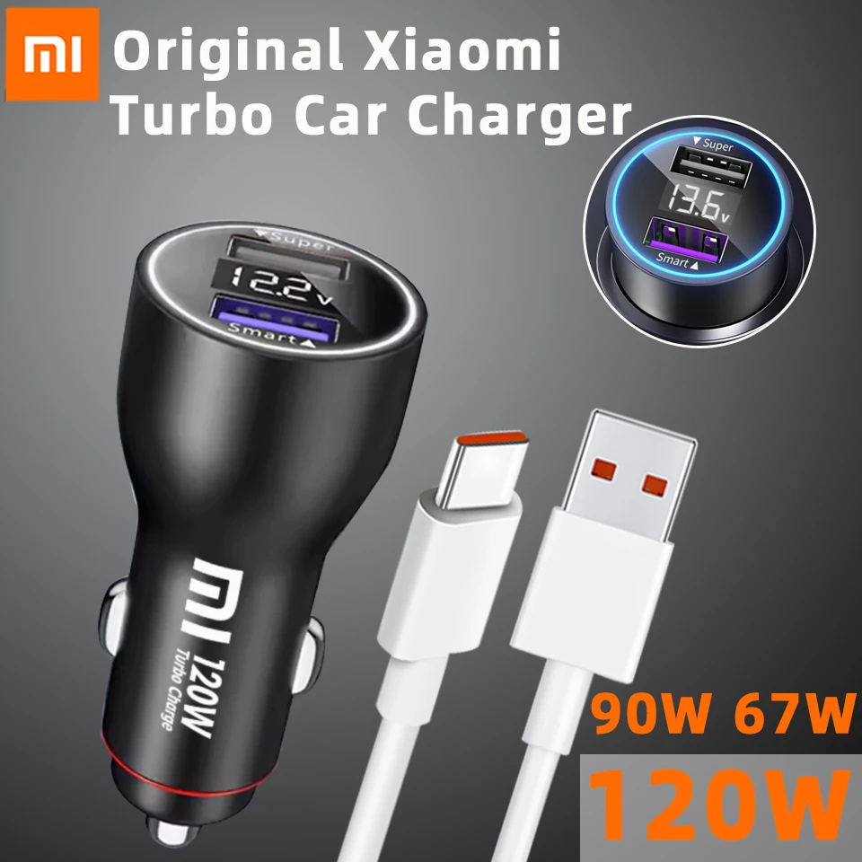 Phone Charger Xiaomi Usb Charger Car 120w 20v 6a Turbo Charge 67w 90w Auto Chargers Phones Xiao Mi 15 13t 14 Ultra Poco X5 F4 Redmi Note 12t