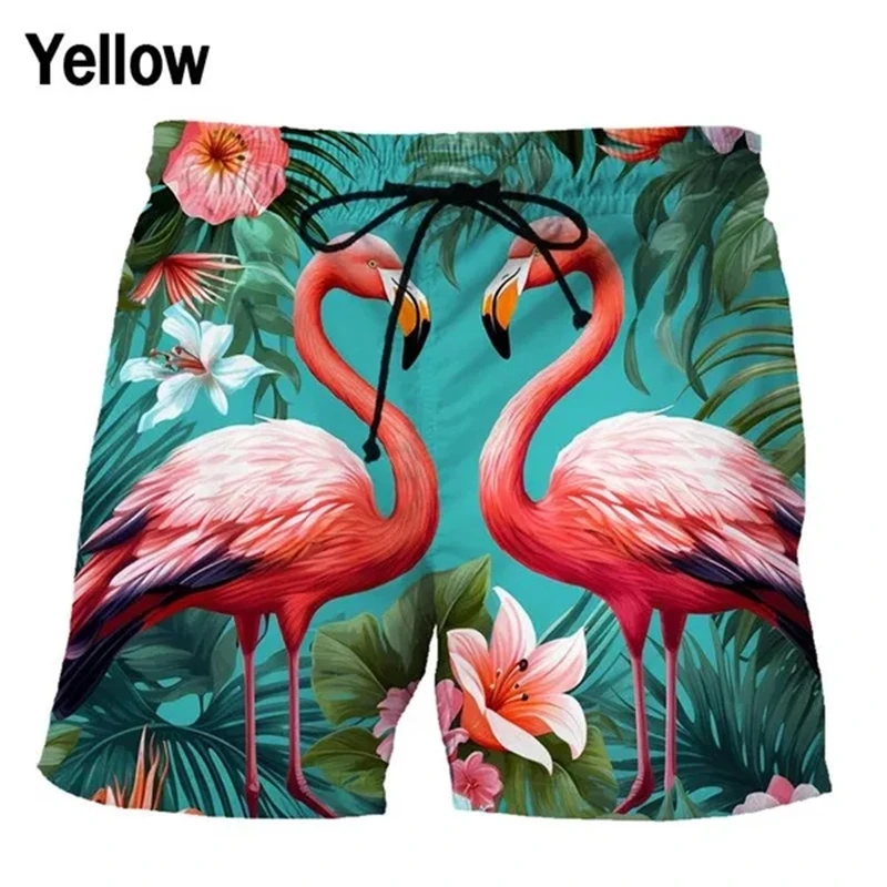 Flamingo 3D Shorts Hawaii Fashion Casual Palm Tree Cool Beach Pantaloni Corti Pantaloncini Da Bagno Estivi Da Uomo Costume Da Bagno Ad Asciugatura Rap