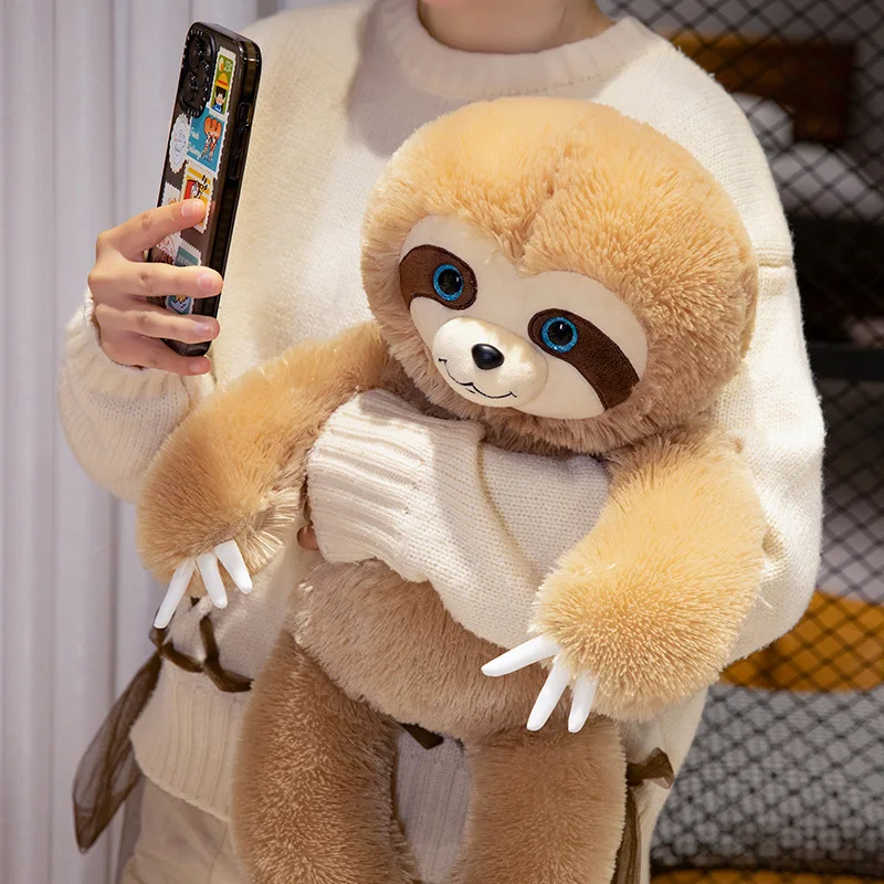 Simulation Fluffy Chubby Sloth Plushies Doll Cute Stuffed Animals Kawaii Soft Lifelike Sloth Kids Toys for Girls Boys Gifts Deco