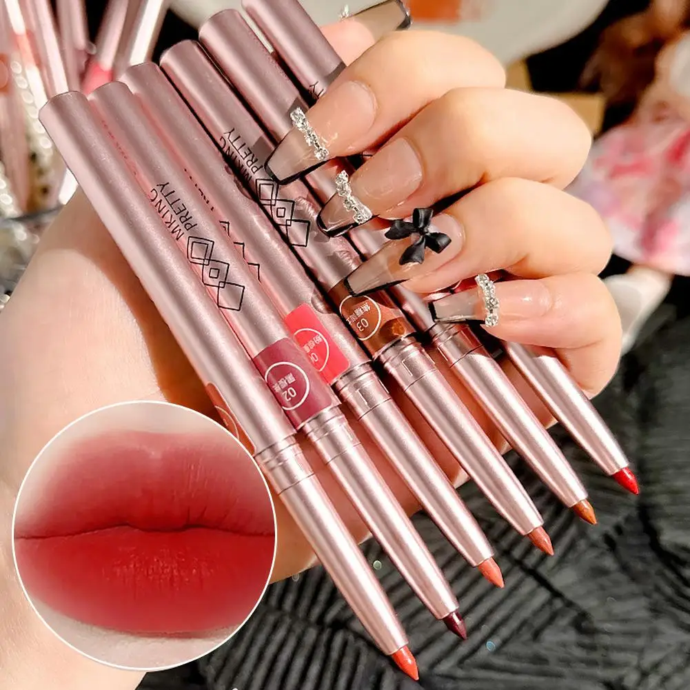 6 Colors Rotating Lip Liner Lipstick Pen Waterproof Long-lasting Liner Lip Matte Lip Female Contouring Cosmetics Pencil Mak E5e4