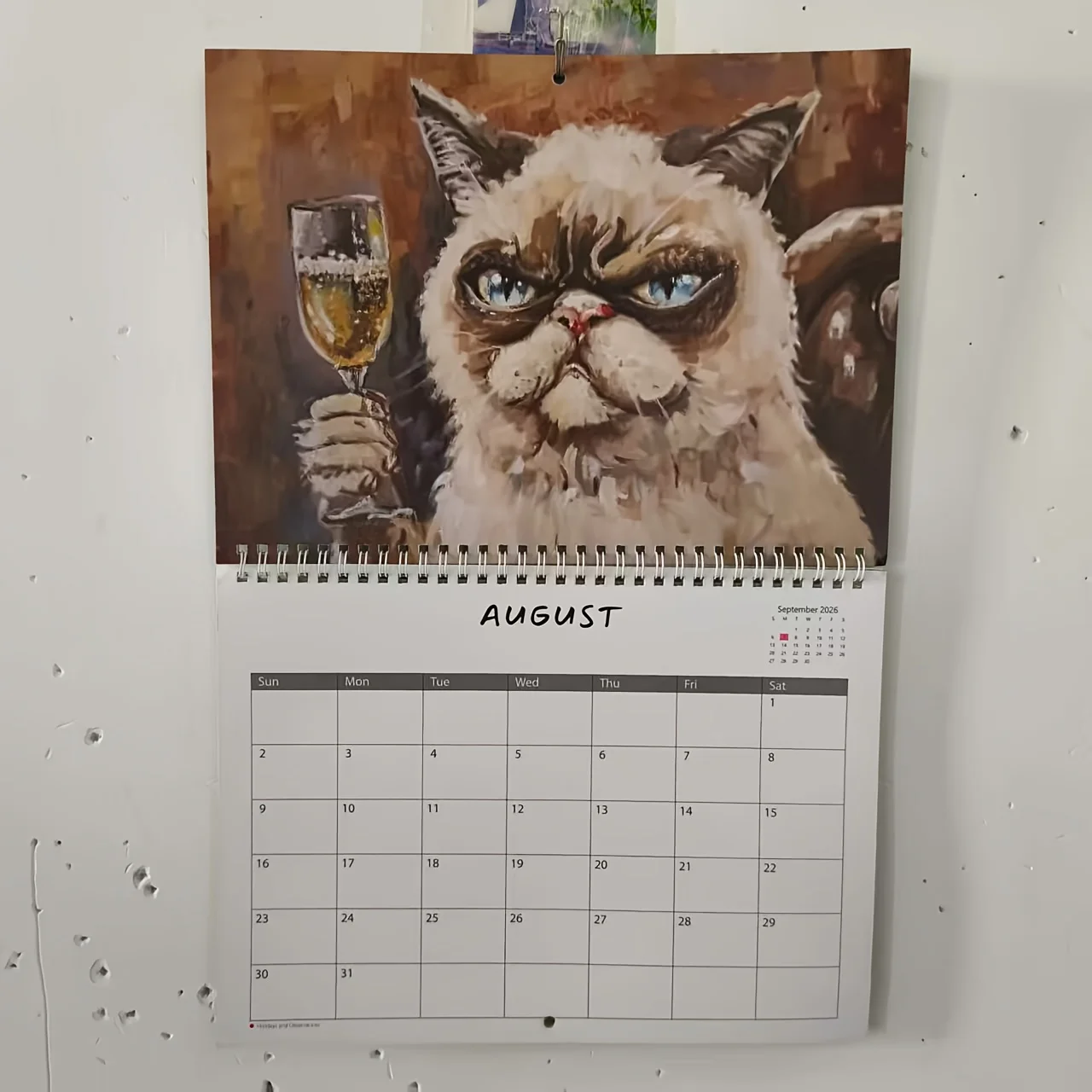 2026 Drunk Cats Calendar Cartoon Funny Weird Cat Hangable Calendar 12 Months Family Schedule Planner Organizer