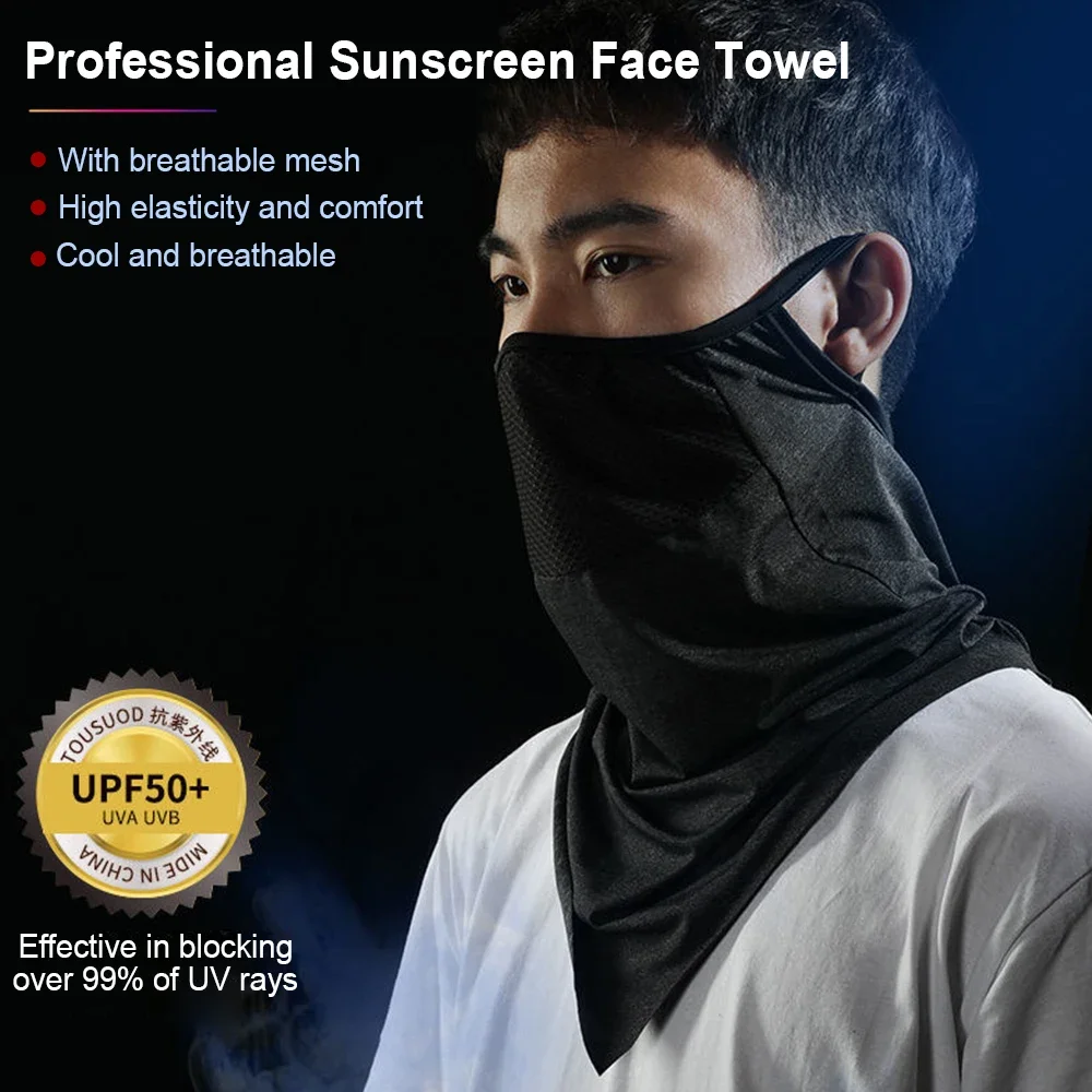 UV Protection Full Face Mask Breathable Ice Silk Bicycle Neckerchief Cycling Bandana Mask Summer Outdoor Hanging Ear Scarf