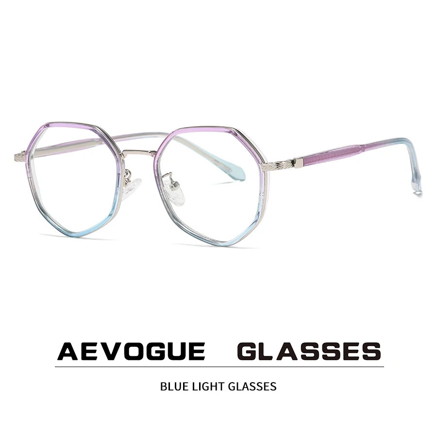 

AEVOGUE Eyewear Frame Polygon Fashion Glasses Women Computer Anti Blue Glasses Men Mirror Retro Glasses Unisex TR90 AE1190