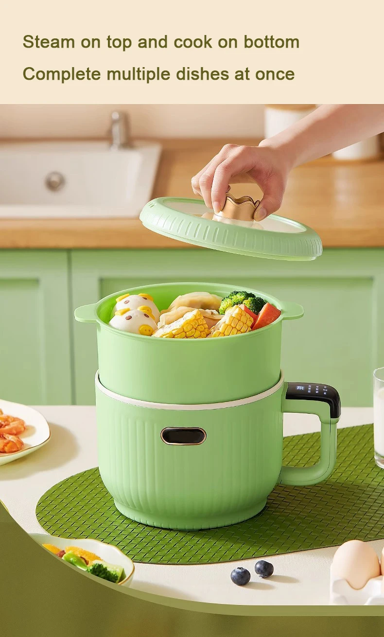 Description Picture 5 of item1.5L Portable Electric Rice Cooker Multifunction Hotpot Noodles Pasta Cooking Pot Eggs Frying Pan Soup Stew Boiler Food Steamer