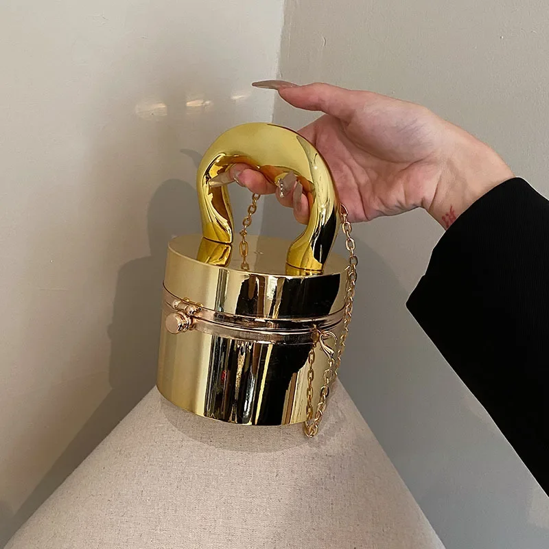 

Золотая Сумка-бокс, модная блестящая женская сумка, Женская вечерняя сумка-клатч высокого качества, женские сумки-мессенджеры с металлической цепочкой, кошелек