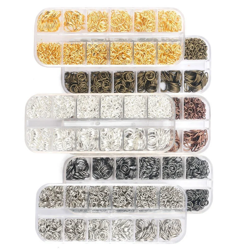 1050 Pz Placcato Colore Aperto Jump Rings One Set Box 3 4 5 6 7 8 10Mm 7 Colori Split Rings Link Loop Per Gioielli Fai Da Te Che Fanno Connettore