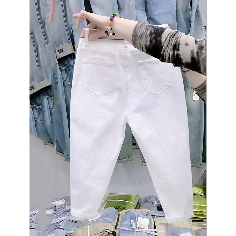 2025 New Spring Summer White Jeans Women's Loose All-Match Casual High Waist Denim Harun pants Female Cowboy Trousers 3