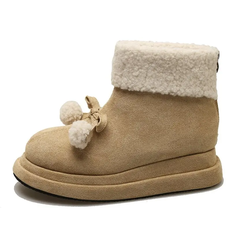 New Fashion Women Ankle Boots Winter Warm Short Plush Flat with Outdoors Non-slip Woman Loveliness Snow Boots Comfort Casual 40