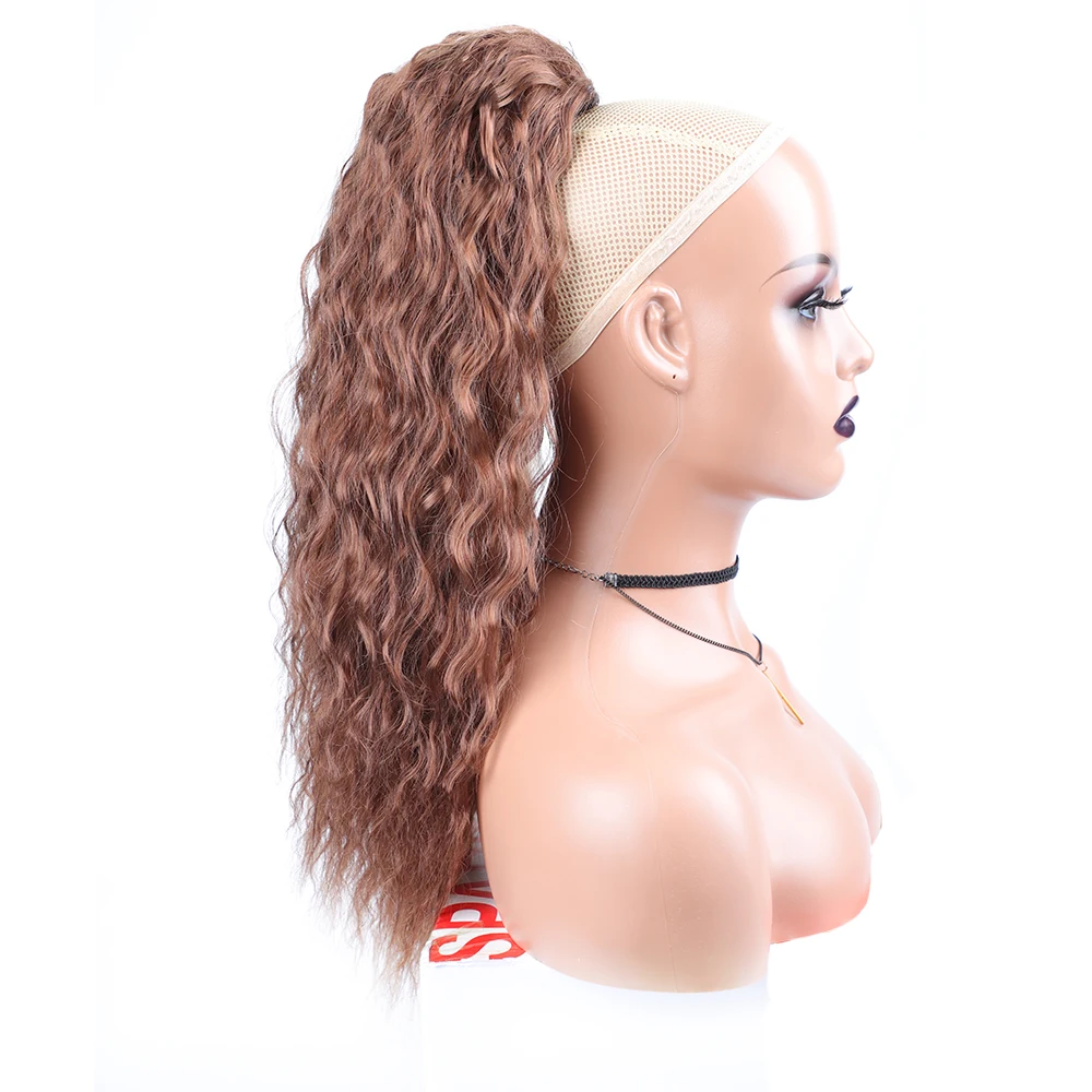 Синтетические длинные кудрявые удлинители волос для конского хвоста, Калифорнийские коричневые синтетические волосы, 20-дюймовый хвост с кулиской для женщин