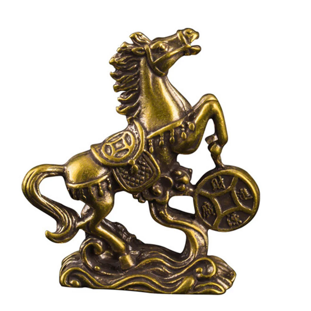 

Brass Horse Sculpture Standing Horse Statue Artistic Horse Figurine Exquisite Brass Wealth Horse for Home Bedroom Desktop Office