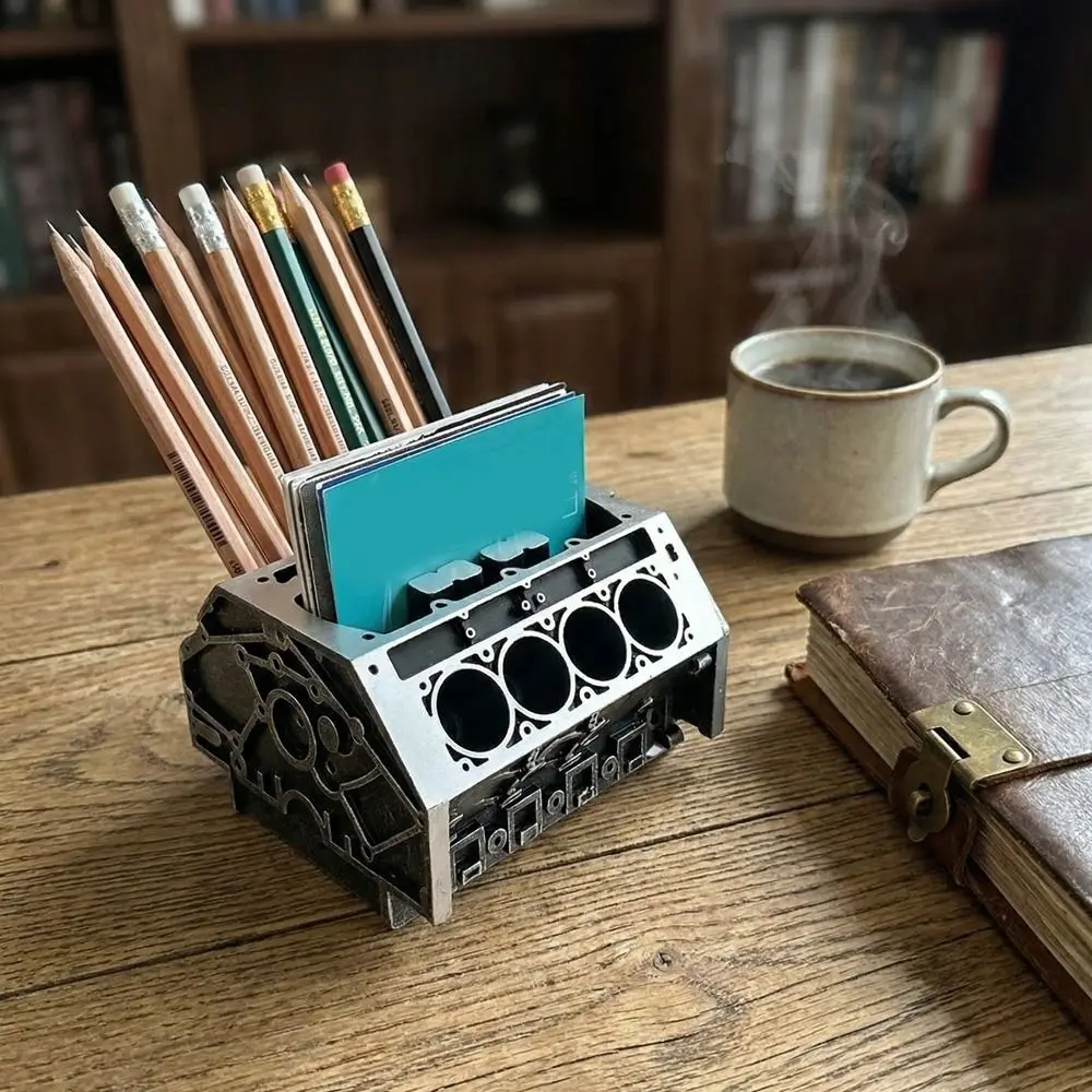 레진 엔진 모양 명함 홀더 블랙 대용량 엔진 블록 데스크 정리함 장 명함 거치대