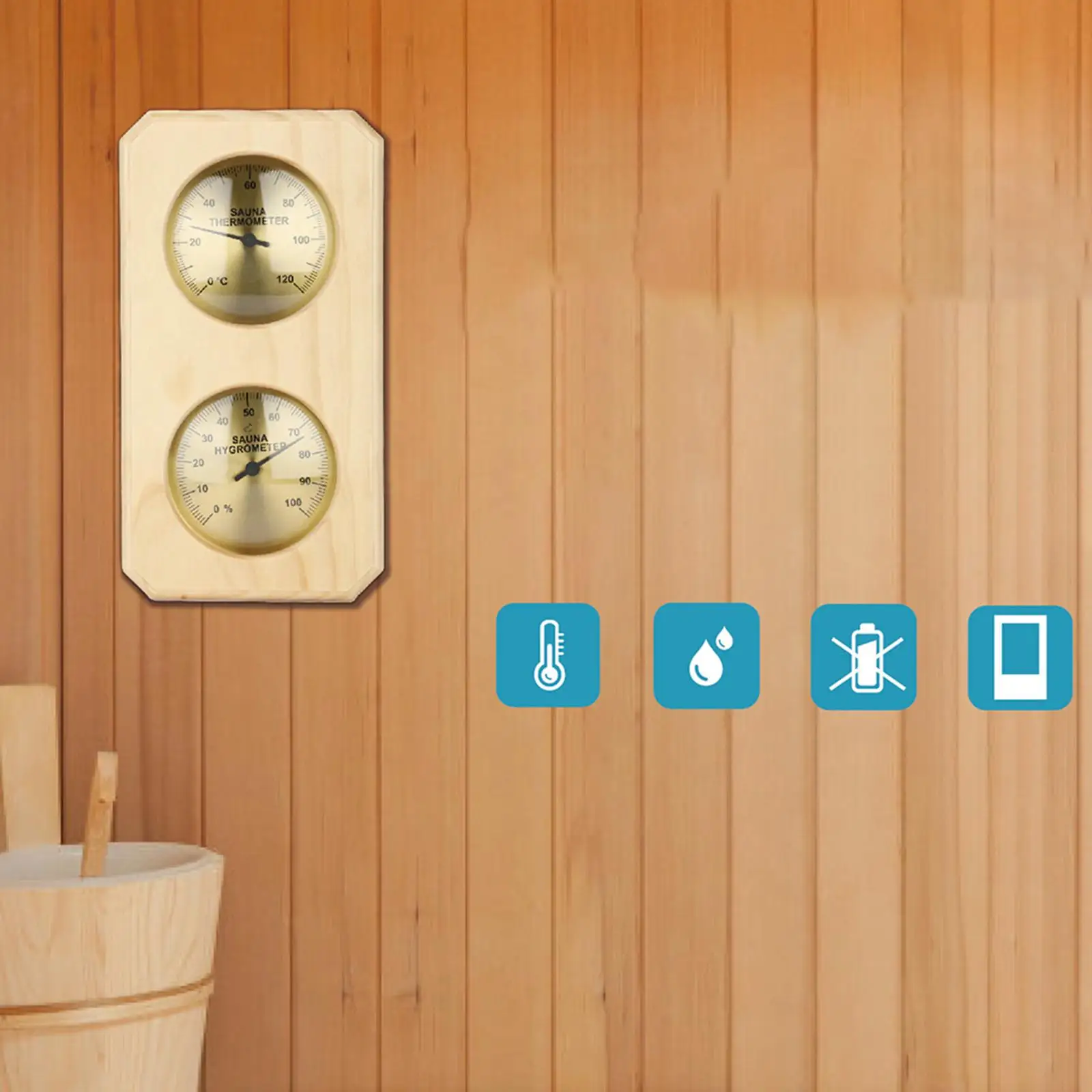 Bimetallic Wooden Sauna Sweat Room Wall Mounted Temperature And Humidity Meter Household Indoor Baby Room Temperature 5