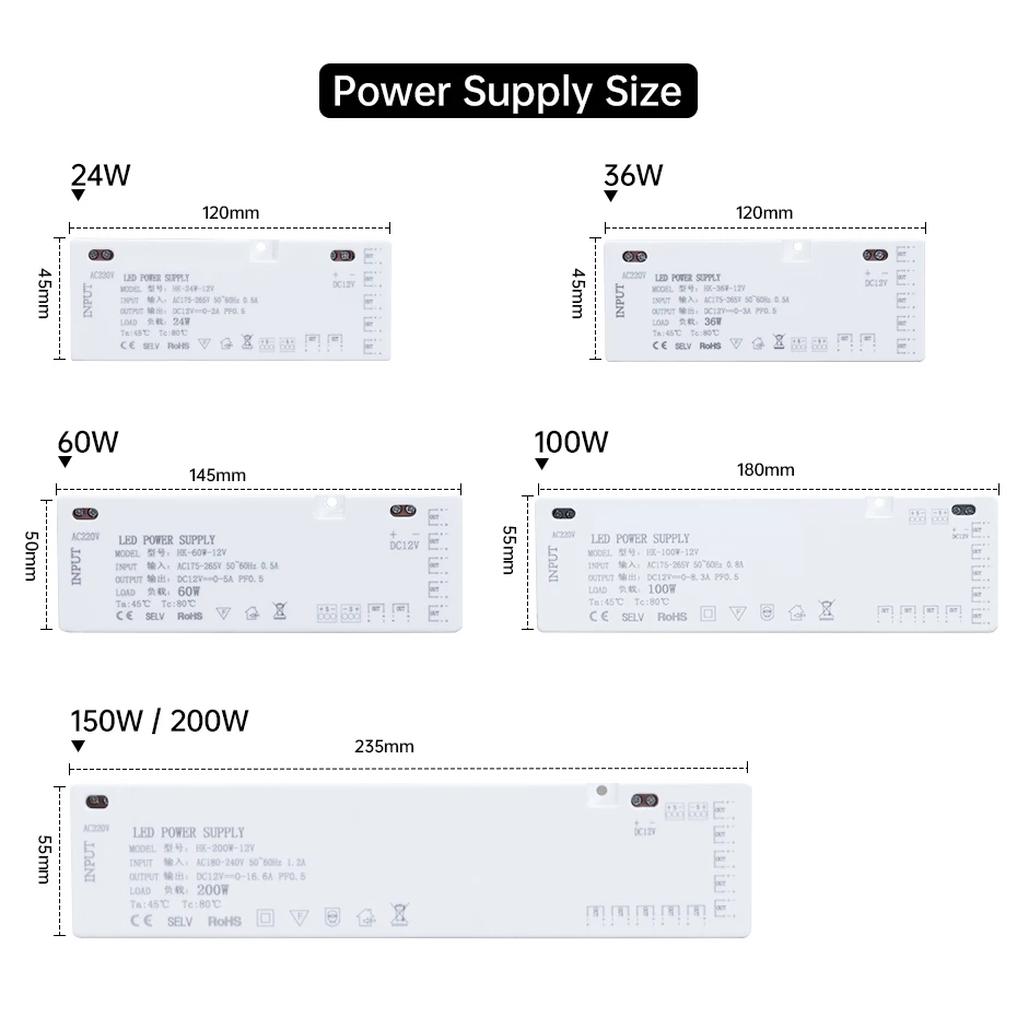 รูปสินค้า หม้อแปลงไฟฟ้าควบคุมแสง LED 12V/24V สำหรับตู้เสื้อผ้า