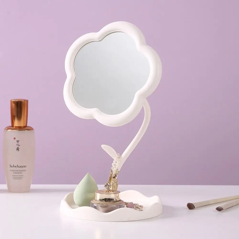 Cute Sunflower Shaped Dressing Mirror Classic Detachable Desktop Makeup Mirror High-definition 360 Degree Rotation Table Mirror