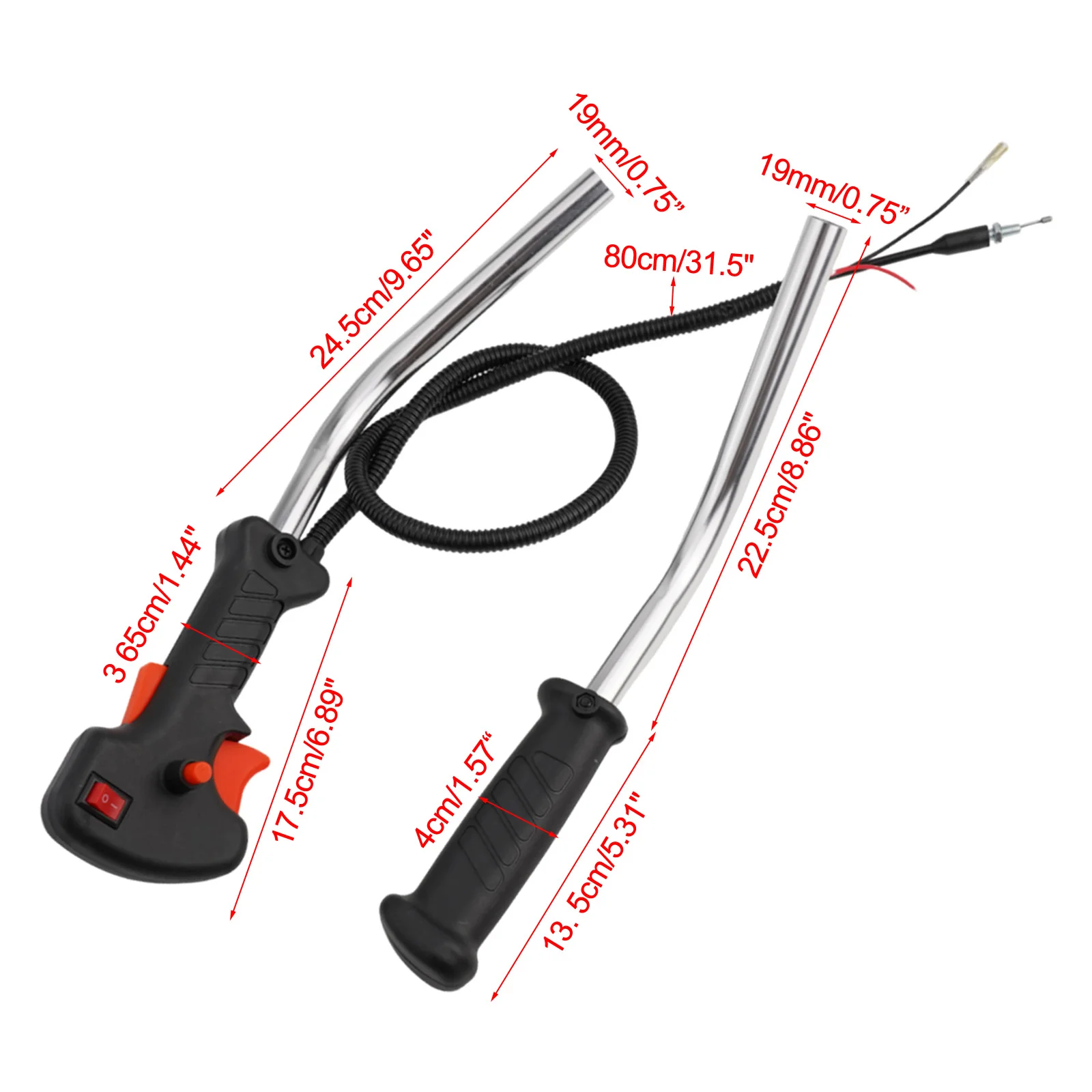 Control Tube Handle Switch And Throttle Trigger Cable Assembly For Brushcutters And Trimmers With 19mm Pipe Diameter