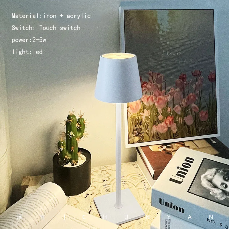 LED Table Lamps 3Levels Dimmable Wireless Led Desk Lamp Touch Night Light USB Rechargeable Touch Lamp for Room Study Office Bar 3