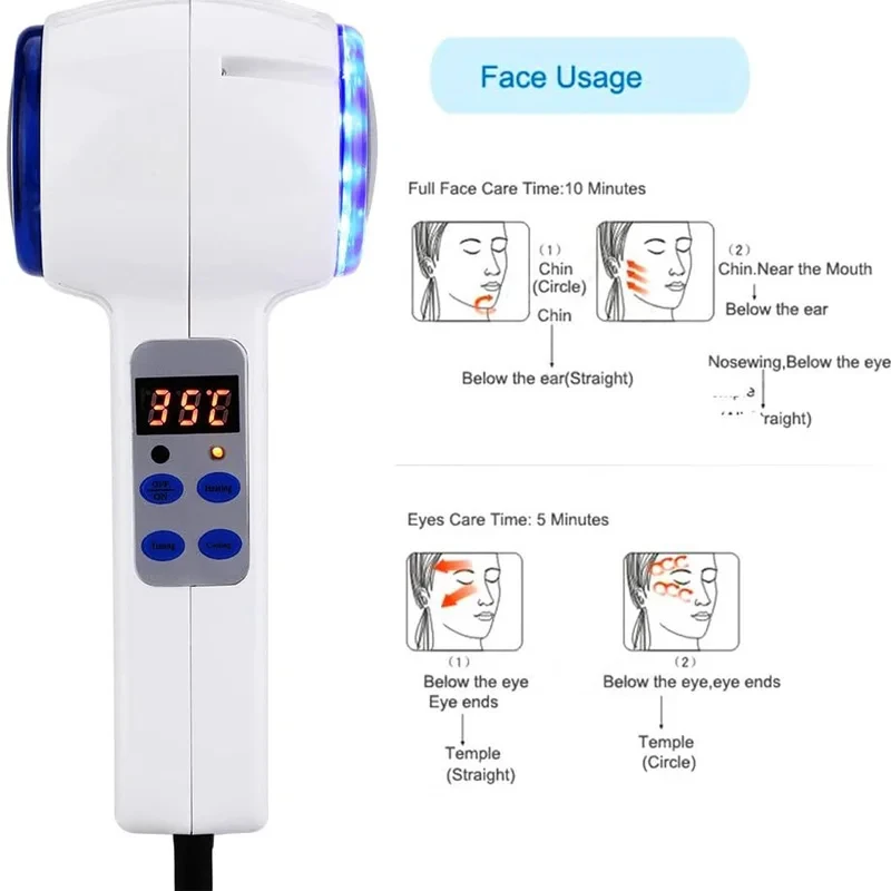 Hot and Cold Double Heads Hammer Massage Instrument Anti-Wrinkle Skin Tighten Lifting Blue Light Facial Beauty Massager Device