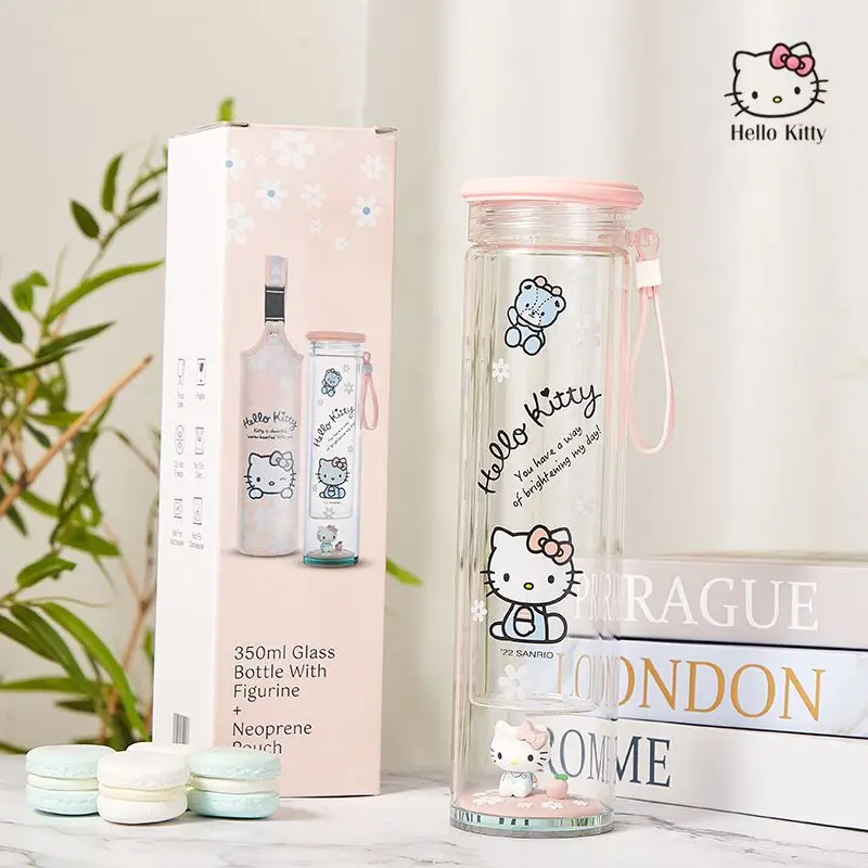 

350Ml Kawaii Sanrio Hello Kitty Cartoon Water Cup Double-Layer Temperature-Resistant Portable Large-Capacity Student Cup Gift