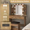 Vanity Desk with Lights,Makeup Vanity with Power Strip,Dressing Table Set with 2 Large Drawers,Vanity Mirror 3 Lighting Color Ad 5