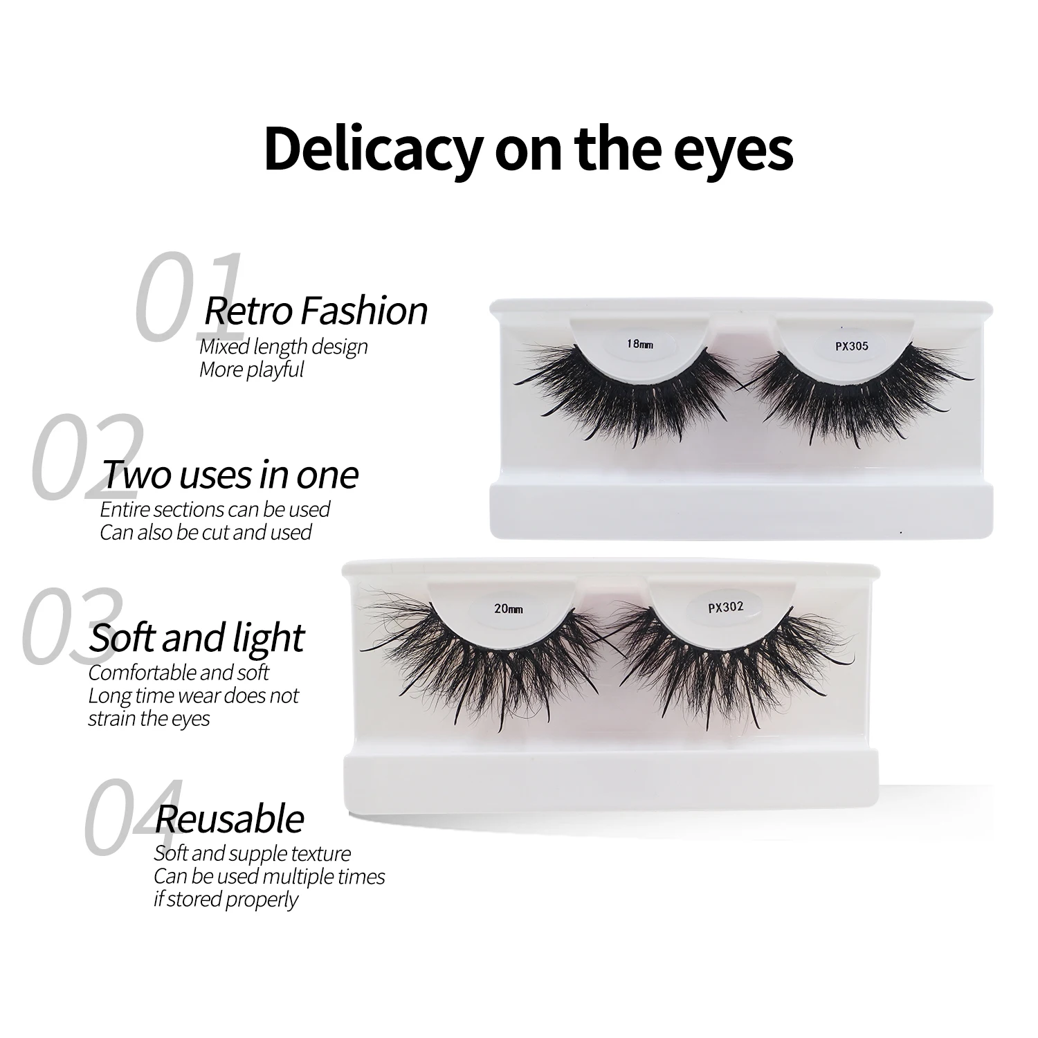 New Spike Real Mink Lashes High Quality 16mm 18mm 20mm 25mm Volume Fluffy Wispy Strip Lashes Suppliers Wholesale Mink Eyelashes