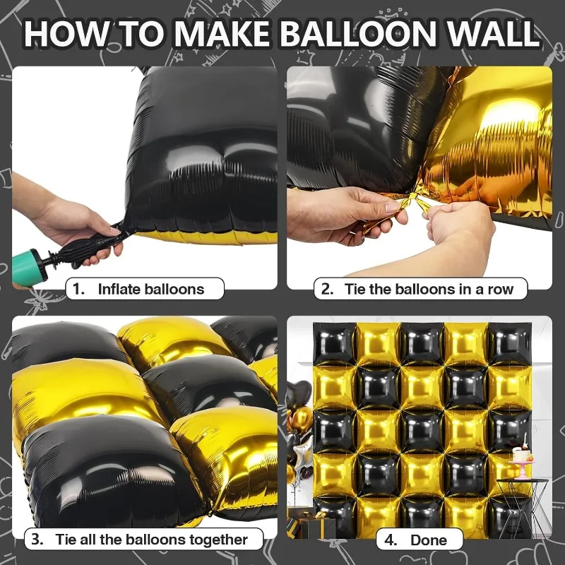 Reversible Dual-Tone Square Aluminum Foil Balloon Background Wall Decor Perfect for Birthday Wedding Graduation DIY Party Events