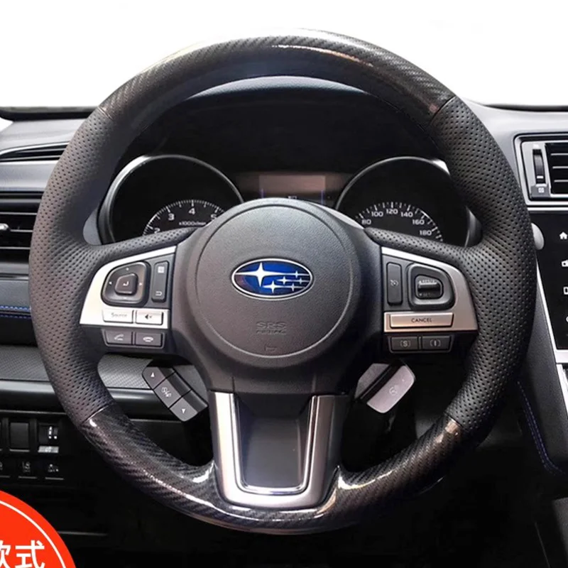 

Customized Carbon Black Leather(style) Car Steering Wheel Cover for Subaru Legacy XV Outback Forester 2014-2018 Car Interior