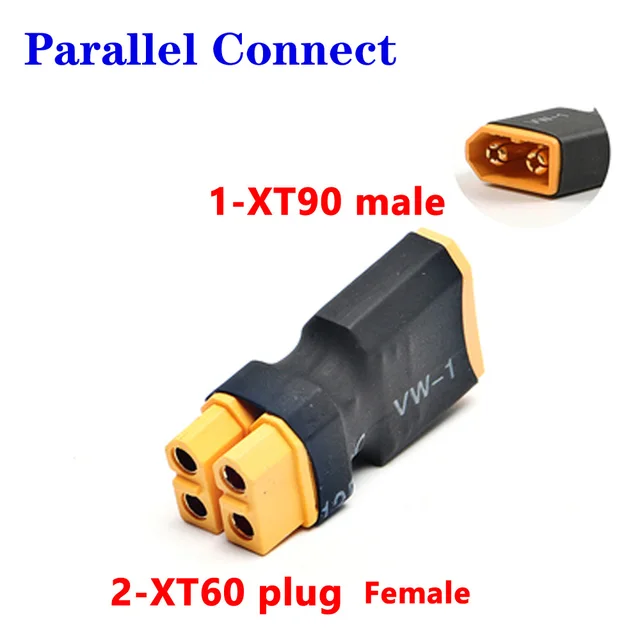 QIANRENON Adaptador XT60 Macho-Hembra 30A Chapado En Oro | Extensor Para Baterías RC Y Drones