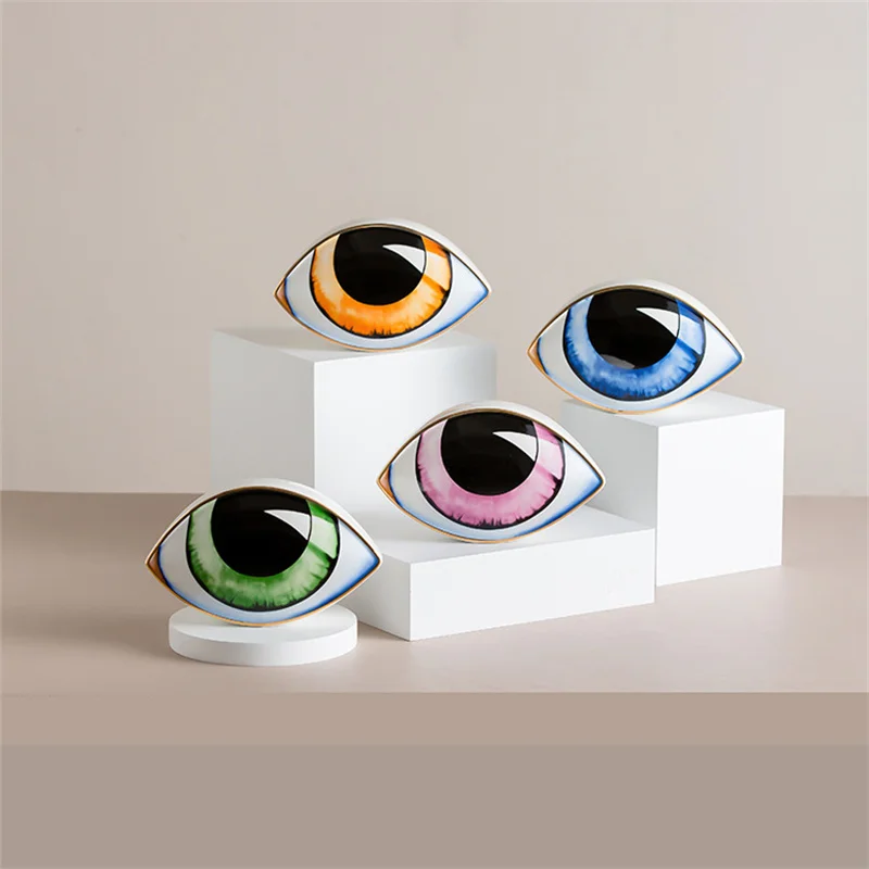 섭리의 세라믹 눈 홈 데코, 거실 테이블 책장 장식품, 악마의 눈 조각, 악마의 눈 조각상, 유럽 럭셔리