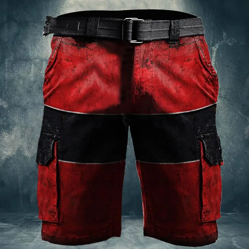 Men's Summer New Simple and Versatile Handsome Trendy Workwear Pants Large Sports Street Retro Motorcycle Workwear Shorts